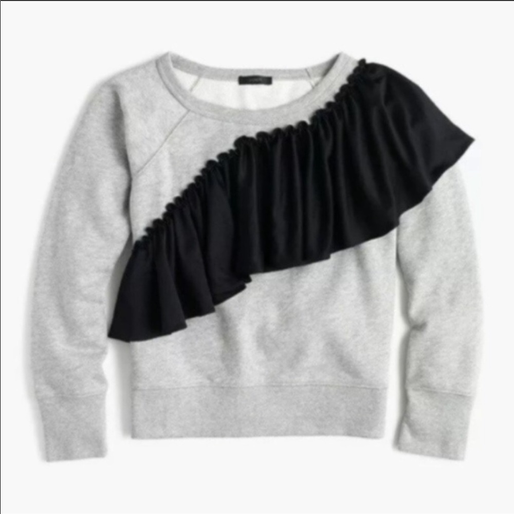 Gray sweatshirt +black ruffle statement sweatshirt